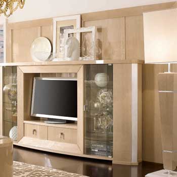 Итальянская мебель для TV Mon Amour Acero фабрики DOMUS Двойная стеновая панель