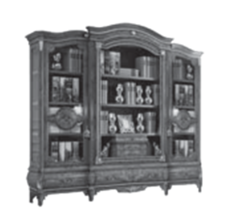 Итальянский кабинет Versailles фабрики GRILLI Книжный шкаф с 4-мя стеклянными створками
