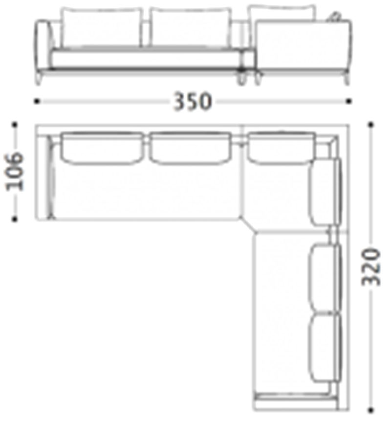 Итальянская мягкая мебель Bowie фабрики ALBERTA Композиция BOWIE (1BOW220SX + 1BOW300 + 1BOW210DX)