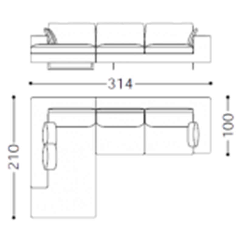 Итальянская мягкая мебель Led фабрики ALBERTA Композиция LED (1LEDCHLSX - 1LEDTR3DX)