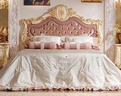 Итальянская спальня Firenze фабрики BARNINI OSEO Кровать без изножья с обивкой капитоне сп. место 160X190