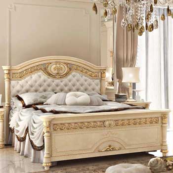 Итальянская спальня Luigi XVI Laccato фабрики VALDERAMOBILI Кровать Italia с мягким изголовьем и изножьем