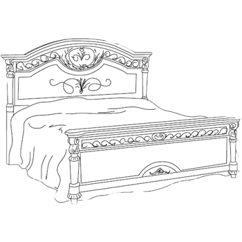 Итальянская спальня Luigi XVI Laccato фабрики VALDERAMOBILI Кровать Italia с резным изголовьем и изножьем