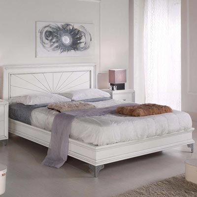 Итальянская спальня Marostica bianco фабрики BAMAR Кровать с изголовьем в виде веера с вырезанными лучами