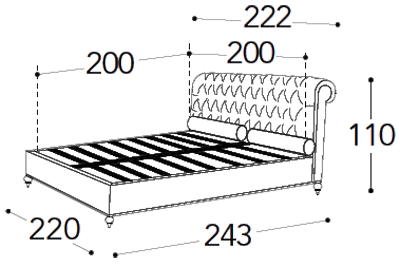 Итальянская кровать Alfred фабрики ALBERTA Кровать с решеткой ALFRED сп. место 200Х200