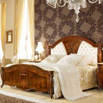 Итальянская спальня Principessa Noce фабрики SIGNORINI & COCO Кровать со стеганым изголовьем спальное место 160Х190