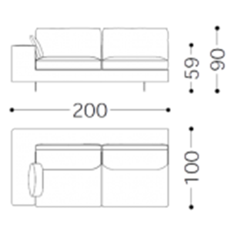 Итальянская мягкая мебель Led фабрики ALBERTA Секция (левая) 3-местная LED