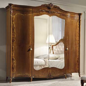 Итальянская спальня Vittoria Noce фабрики ANTONELLI MORAVIO & C (AMC) Шкаф 4-дверный с зеркалами