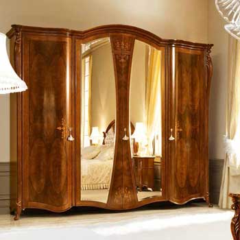 Итальянская спальня Principessa Noce фабрики SIGNORINI & COCO Шкаф 4-дверный с зеркалами