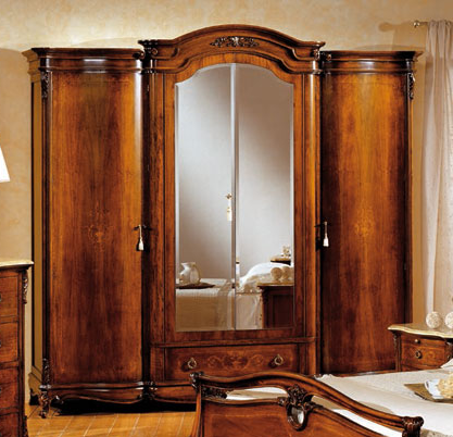 Итальянская спальня Isabella Noce фабрики ANTONELLI MORAVIO & C (AMC) Шкаф 4-х дверный с зеркалами