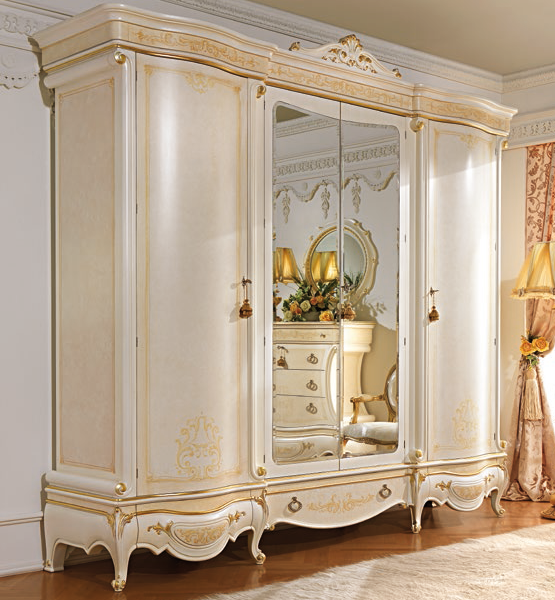 Итальянская спальня Napoleone Laccata фабрики ANTONELLI MORAVIO & C (AMC) Шкаф 4-х дверный с зеркалами