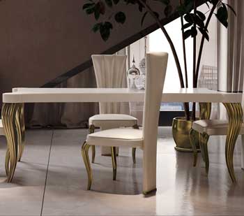 Итальянская гостиная Aura Zucchero Laccato фабрики VALDERAMOBILI Стол прямоугольный с мраморной вставкой