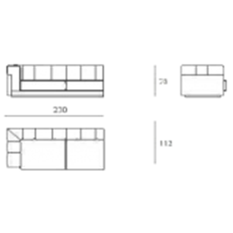 Итальянская мягкая мебель Hugo фабрики BASTIANELLI HOME Торцевой модуль 3-местный HUGO (правый)