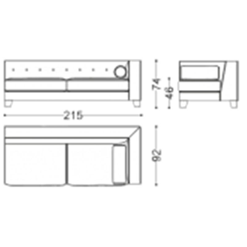 Итальянская мягкая мебель Igor фабрики ANGELO CAPPELLINI Торцевой модуль 4-местный IGOR (правый)