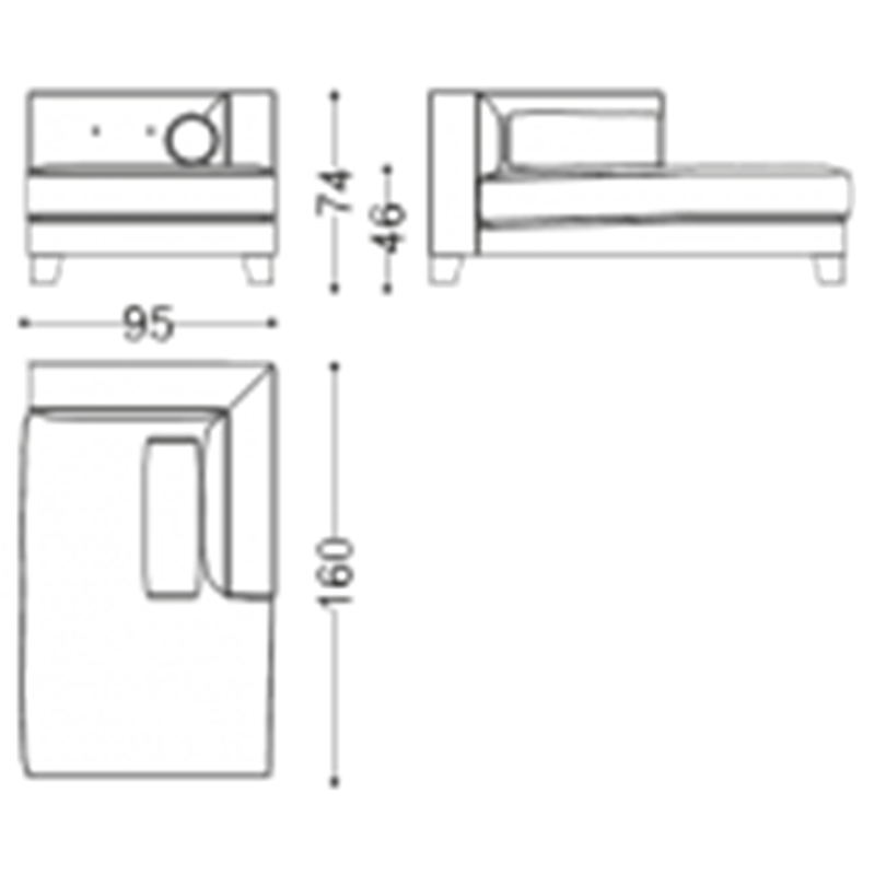 Итальянская мягкая мебель Igor фабрики ANGELO CAPPELLINI Торцевой модуль IGOR (правый)