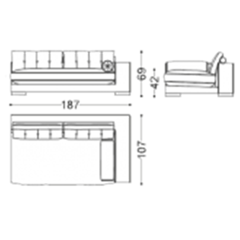 Итальянская мягкая мебель Mavra фабрики ANGELO CAPPELLINI Торцевой модуль MAVRA (правый)