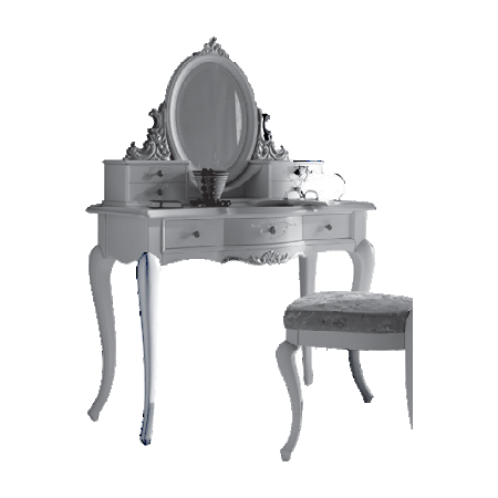 Итальянская спальня Memorie Veneziane фабрики GIORGIOCASA Туалетный стол с зеркалом DECORATO A MANO (серебро)