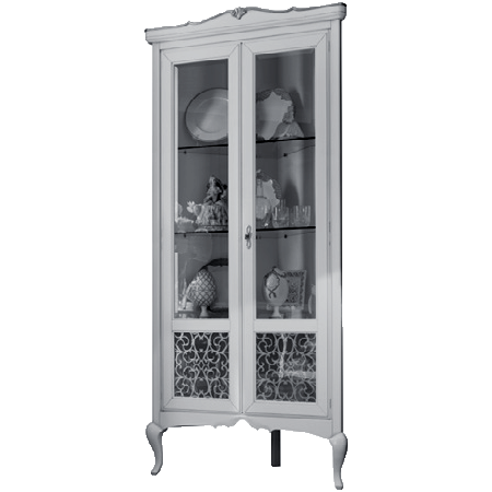 Итальянская гостиная Memorie Veneziane фабрики GIORGIOCASA Витрина угловая 2-х дверная (серебро)