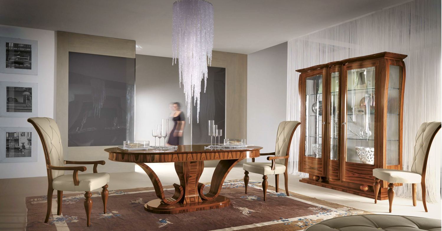 Итальянский комплект мебели для гостиной №2 (витрина+стол+6 стульев+2 полукресла) фабрики CARPANESE_166590