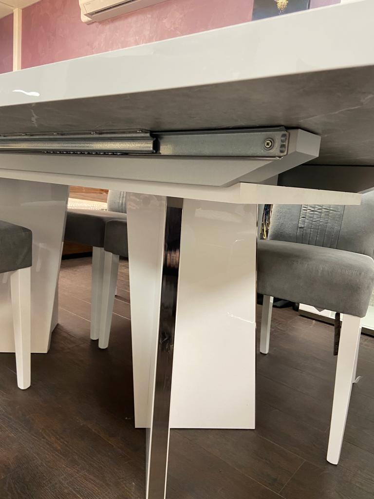 Итальянский комплект мебели для гостиной Mara (стол раскладной 180/225 + 6 стульев + витрина 2А с подсветкой) фабрики STATUS_176640