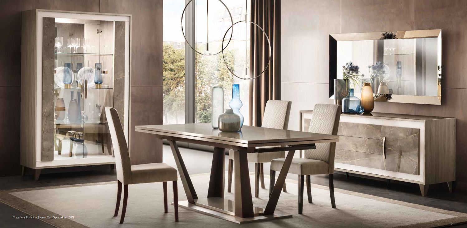 Итальянская мебель для гостиной Ambra (Adora) (витрина 2А + стол + 3 стула + буфет + зеркало, как на фото) фабрики ARREDOCLASSIC_178592