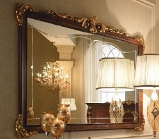 Итальянская спальня Donatello фабрики ARREDO CLASSIC. Стоимость комплекта как на фото (кровать с короной и сп.местом 160*190 + 2 тумбочки + туалетный стол + зеркало с короной) Зеркало для туалетного стола (большое)