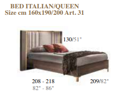 Итальянская спальня Essenza (Adora), как на фото (кровать с мягк.изголовьем 160*190+тумба пр.+банкетка) фабрики ARREDO CLASSIC Кровать с мягк. спинк. кат Е 160x190/200 см