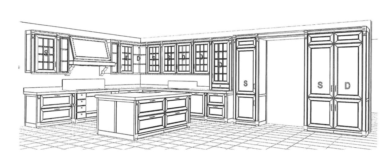 Итальянский комплект мебели для кухни Luxury (Nero Grafite 05&Lino C16) фабрики CA'd'ORO Угловая часть кухни (со столешницей, без техники)