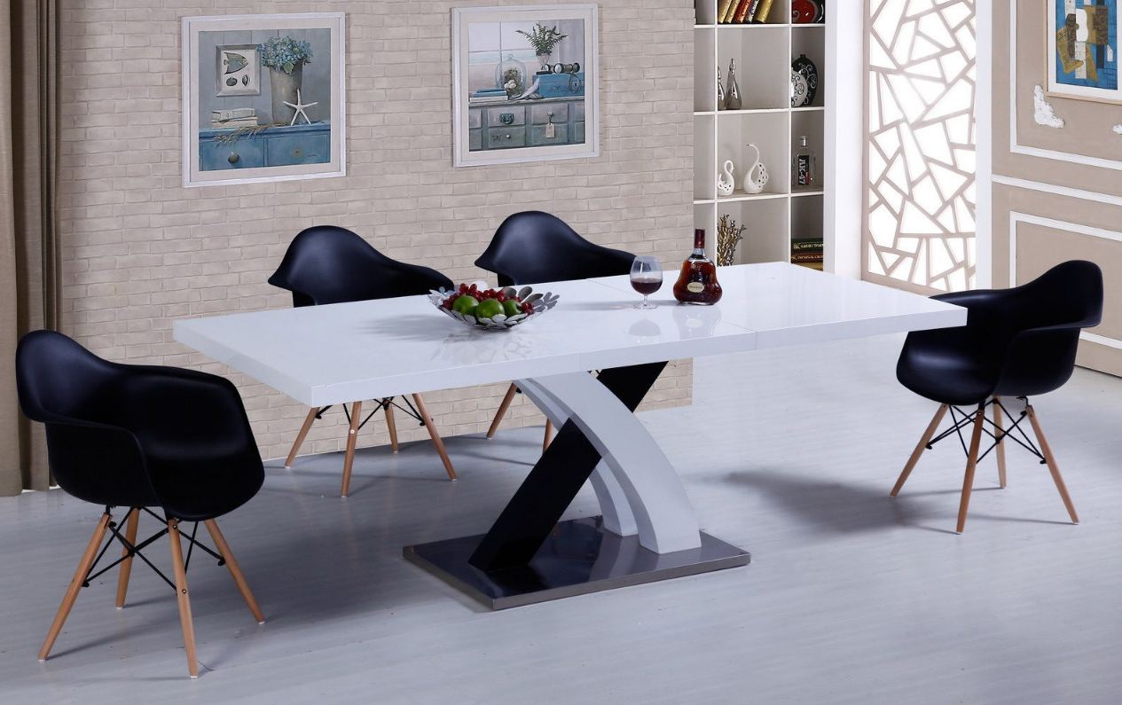 Столовая группа (стол арт. DT-75 + 4 кресла арт. Y982 black) бренда ESF Стол обеденный (раскладной)