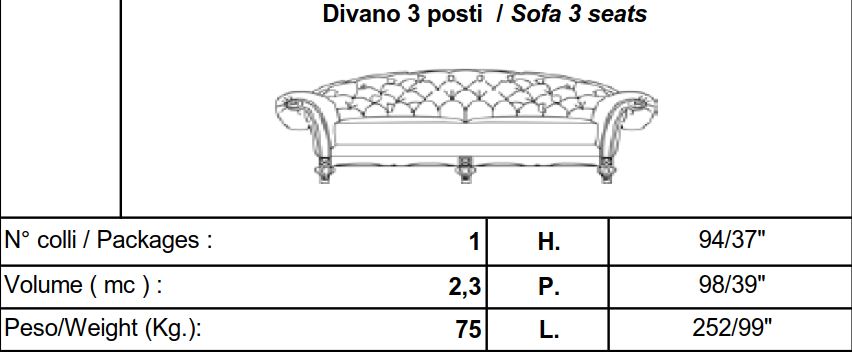 Итальянский диван Blossom фабрики MANTELLASSI Диван 3-х местный 