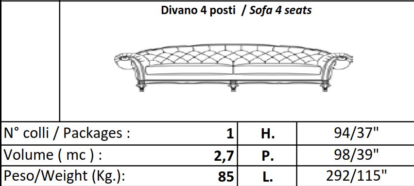 Итальянский диван Blossom фабрики MANTELLASSI Диван 4-х местный 