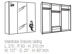 Итальянский комплект мебели для спальни Sofia (кровать со сп.местом на 160 см + 2 тумбочки + комод с зеркалом) фабрики BEN COMPANY Шкаф-купе 3 двери