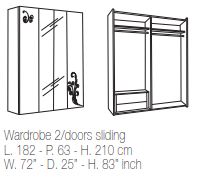 Итальянский комплект мебели для спальни Sofia (кровать со сп.местом на 160 см + 2 тумбочки + комод с зеркалом) фабрики BEN COMPANY Шкаф-купе 2 двери