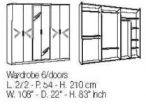 Итальянский комплект мебели для спальни Elegance (кровать со сп.местом 160*200 + 2 тумбочки + комод + зеркало + шкаф 4А) фабрики BEN COMPANY Шкаф 6А (с зеркалами)