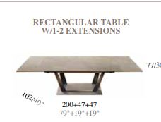Итальянская мебель для гостиной Ambra (Adora) (витрина 2А + стол + 3 стула + буфет + зеркало, как на фото) фабрики ARREDOCLASSIC Стол 200 на 102 см (нераскладной)