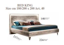 Итальянский комплект мебели для спальни Ambra (Adora) (кровать со сп.местом 160*190 + 2 тумбочки + комод 6 ящиков + зеркало, как на фото) фабрики ARREDOCLASSIC Кровать арт.40 с жестк. спинк. 180/200x200 см