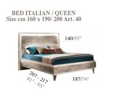 Итальянский комплект мебели для спальни Ambra (Adora) (кровать со сп.местом 160*190 + 2 тумбочки + комод 6 ящиков + зеркало, как на фото) фабрики ARREDOCLASSIC Кровать арт.40 с жестк. спинк. 160x190/200 см
